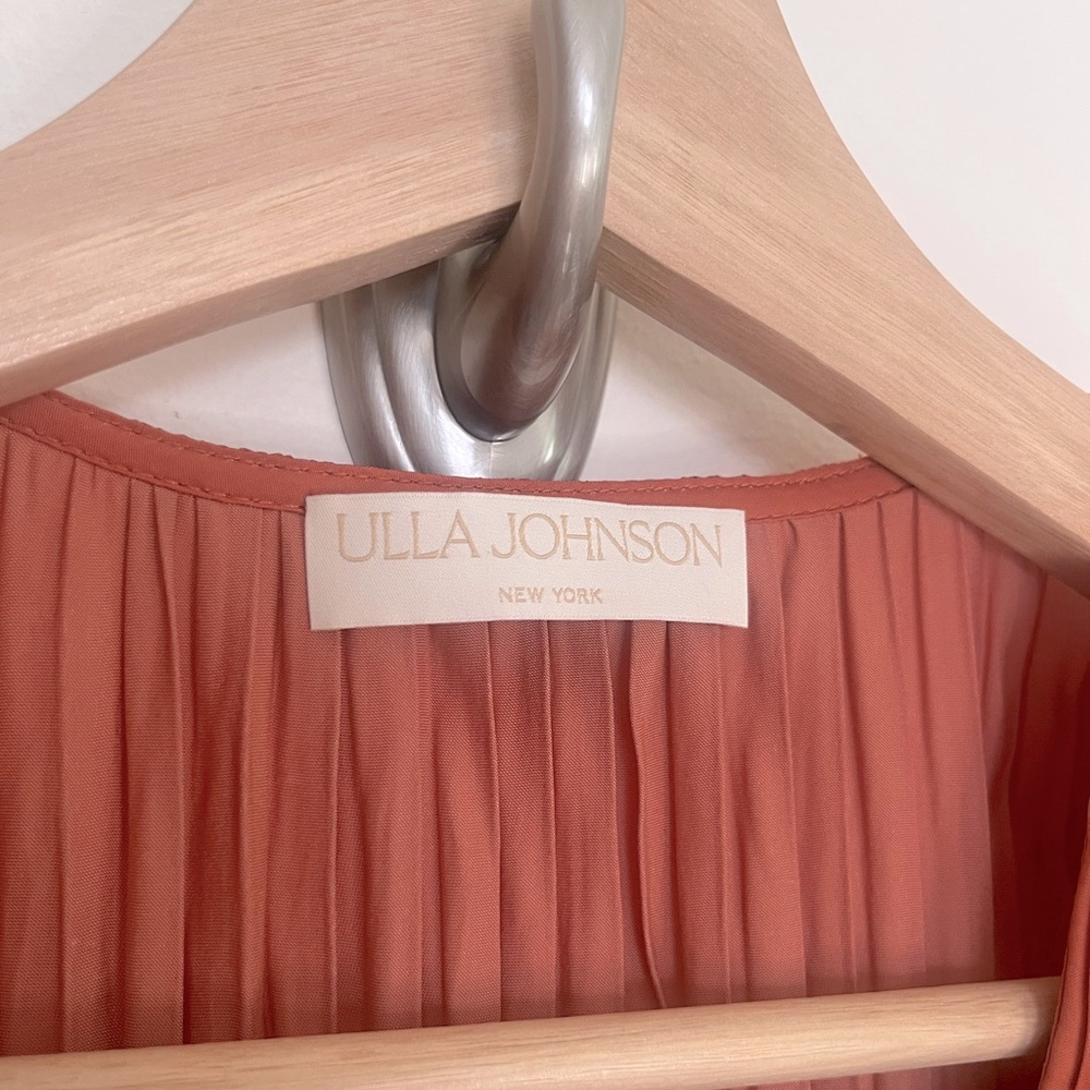 Ulla Johnson Letty Pleated Ruffe Satin Midi Dress - Picture 4 of 12